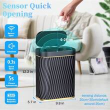 Bathroom Small Trash Can With Automatic Touchless Lid 2.6 Gallon Smart Garbage Can Narrow Waterproof Trash Bin For Bedroom Office Living Room