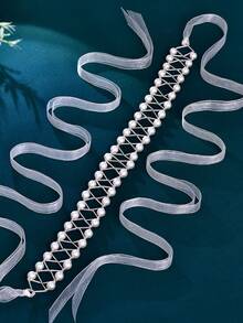 1 peça de cinto de noiva minimalista, acessório de cintura elegante com decoração de pérolas, decoração de vestido formal, cinto de casamento feito à mão