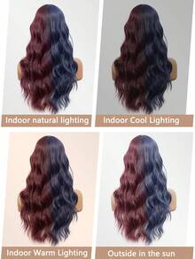 Cosplay Wig Red Blue Water Ripple Long Curly Wig 26 Inch Middle Parted Style Greta Halloween Christmas Wig Costume Wig Street Punk Wig Y2K Rock Wig Fluffy Natural Women's Synthetic Heat Resistant Fiber Wig Suitable For Daily Party Wig Music Festival Wig Avant-Garde College Style Wig Modern Fashion Gothic Wig