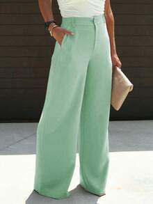 Chicsale Elegant Business And Leisure Two-Piece Suit, Single-Button Lapel Suit Jacket And Slim Trousers, Women's Wear - Màu xanh Bạc hà - Xem 4
