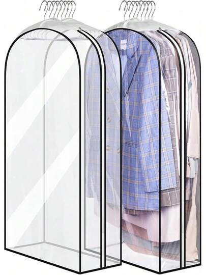 Bolsas de Ropa de 50 Pulgadas para Colgar Ropa, Bolsas de Ropa Colgante, Bolsas Transparentes para Almacenamiento de Abrigos, Protector Ropa para Traje, Abrigos, Vestidos, Chaquetas (2pcs)