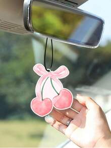 5个可爱粉色蝴蝶结樱桃造型车载香氛挂件，可悬挂于车内，营造清新香氛氛围，适合女性和青少年，可作后视镜/车内装饰，亦可作车内配件或出风口夹式香氛，是圣诞节/情人节的理想礼物，香味可持续30天。 - 彩色 - 查看 4