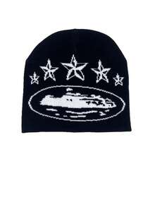 1 件百搭个性化极简主义五角星图案针织帽，适合外出、日常穿着、节日装扮冬季保暖 - 多色 - 查看 12