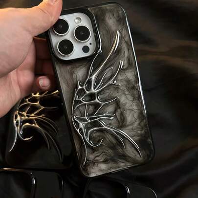 DIY Cthulhu Ink Gradient 3D Transparent Goth Punk Dark Vintage Stereoscopic Fishbone Pattern, Suitable For 15 Phone Cases, Must-Have For Trendsetters, Fits 17, 16, 14, 13, 12, 11 Inch