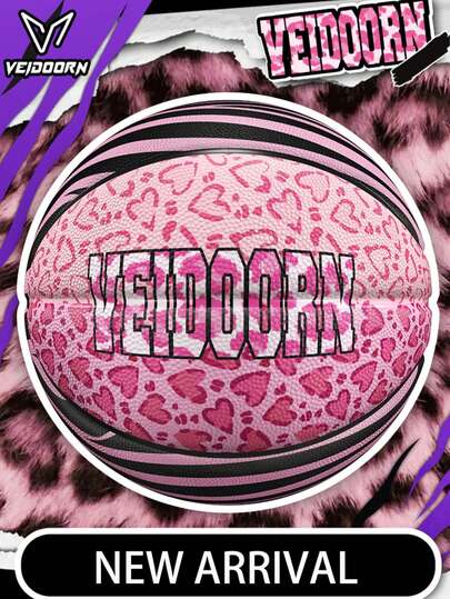 veidoorn 1 Stück Größe 7 Standard rosa Leopard Gummi Basketball für Indoor- und Outdoor-Training, feuchtigkeitsabsorbierend & verschleißfest Basketball, schönes Geschenk für Freund und Freundin