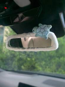 1pc Cute Turtle Plush Rearview Mirror Cover, INS Cartoon Female Rearview Mirror Decoration, Car Interior Accessory - Turtle Rearview Mirror - View 10