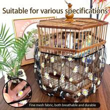 1pc/ Parrot Birdcage Splash-Proof Net, Birdcage Gauze Cover, Transparent Net For Preventing Flying Feathers, Square Small Daisy Net Cover, Anti-Spillage Cage Cover, Suitable For Square And Round Cages