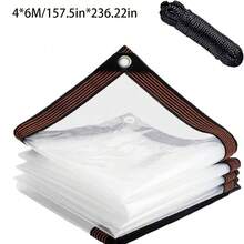 1 Piece Of Transparent Colorless Rainproof Oilcloth, Encrypted Grommets, Tear Resistant Drawstrings, Windproof, Dustproof, Waterproof, And Snow Resistant. Garden Rain Cover, Courtyard Fence, Camping Outdoor Tent Cover, Porch Canopy, Perfect For Terraces, Gardens, Pigsties, And Camping