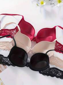 3 piezas de ropa interior de mujer que recoge los pechos pequeños, mejora la apariencia, evita el derrame lateral y brinda soporte para dar forma y levantar. - Multicolor - Ver 8