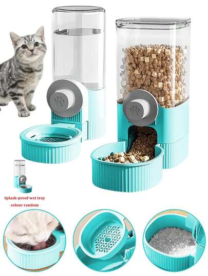 Hanging Automatic Pet Food Feeder/Water Dispenser No Power Supply Large Capacity Gravity-Fed Flowing Water & Food Dispenser Durable Plastic Easy Installation Hygienic Design Leak Proof Washable Detachable Puppy Feed Cat Necessities Dog Things Dog Bowls Cat Bowls Dog Stuff Cat Stuff Dog Accessories For Small & Medium Dogs Cats Rabbits
