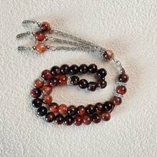 1 pieza Pulsera de cuentas de vidrio con diseño, adecuada para uso diario de hombres, 33 piezas