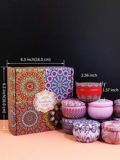 Scented Candles, Smokeless Fragrance Candles, Packed In Colorful Gift Box, Long Burning Time, Strong Aroma, Ideal Gift For Family And Friends. Suitable For Weddings, Birthdays, Festivals, Wedding Souvenirs, Home Fragrance Candles, Unisex Candle Gifts, Home Decor, Hotel Decoration, Retro Pattern Design, Home Living, Room Decor, Living Room Ornaments, Home Accessories, Women's Gifts, Wedding Favors, And More.