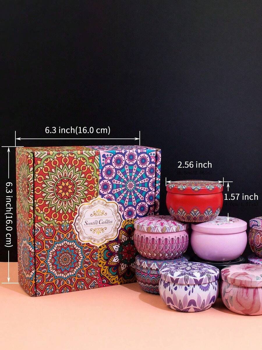 Bougies parfumées, bougies parfumées sans fumée avec boîte colorée, longue durée de combustion et parfum riche - cadeau de Noël pour la famille et les amis, convient pour le mariage, l'anniversaire, les festivals, les souvenirs de mariage, bougies d'aromathérapie pour la maison, cadeau de bougie pour les hommes et les femmes, pour l'anniversaire, le jour de Noël, le yoga, le bain, la Saint-Valentin, la décoration de la maison et de l'hôtel, design à motif rétro