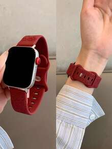 1pc Women's Rose Pattern Silicone Watch Band, Compatible With Huawei Watch Fit 1/Fit 2/Fit 3/Fit 4/Fit 4 Pro Wristband - Burgundy - View 4
