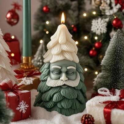 1 Thickened Large Simulated Santa Claus Christmas Silicone Mold Aromatherapy Plaster Candle Mold - Suitable For DIY Candles, Soap, Christmas Handicrafts, Etc., Full Of Christmas Atmosphere