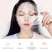 100/200/300/400pcs Disposable Facial Plastic Film Full Face Cleansing Mask Neck Sticker Transparent PE Mask Packaging Facial Beauty Health Tools - Clear - View 5