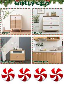 24/12 piezas Cubiertas de perillas de gabinete navideñas, protectores decorativos navideños para perillas, adornos de bastón de caramelo navideño, para cajones de cocina, armarios, tocador, manijas de cajones, decoraciones navideñas 2025, decoraciones navideñas para el hogar, regalos navideños, decoración navideña
