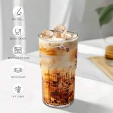 Glass Cups With Lids And Glass Straws High Borosilicate 20OZ Tumblers 2Pcs For Coffee Tea Juice Smoothies Hot/Cold Drinks At Home Office - 2個18.5盎司 - 查看 3