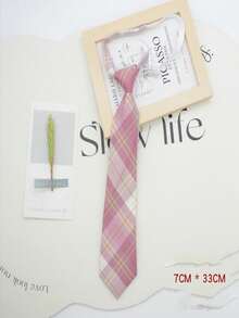 1pc Black Necktie, Women's Necktie, Plaid Print Bow Tie, Back To School Necktie, Pink Plaid Striped Necktie, Women's Preppy Style Fashion Bow Tie Accessory,Accessories,Festival,Graduation Gift,Accessories - Multicolor - View 4