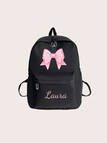 Customized Backpack, Ideal For Students Or Everyday Use; Fashionable And Versatile, Made Of Durable Nylon Material; Can Be Personalized With Name Or Holiday Greetings; Suitable For Both Men And Women; Elegant And Simple Design, Soft And Comfortable; Vibrant Colors; Adorable And Charming; Perfect For Casual Wear; Unique Personalized Gift For Family And Friends. - Black - View 7