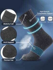 5 pares de calcetines gruesos y cálidos forrados de polar - Regalo de Navidad cómodo y suave para papá, adecuado para clima frío, calcetines largos, invierno, calcetines negros, calcetines cálidos, calcetines gruesos casuales que absorben la humedad y cómodos, otoño/invierno, de larga duración