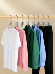 20 Pieces /10 Pieces /1 Pieces Simple Stainless Steel Hook Clip, Multi-Functional Single Hook Clip, Suitable For Pants, Skirts, Dry Windproof Hook Clip, Home Space Saving Organizer, Suitable For Bedroom, Wardrobe, Wardrobe, Home, Dormitory - Multicolor - View 2