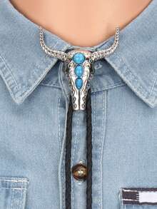 1 chiếc vòng cổ kim loại hợp kim phong cách cao bồi miền Tây cổ điển, dây chuyền dài bằng da bện Gothic hình đầu bò nổi cá nhân hóa dành cho nam - đầu bò - Xem 16