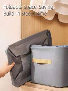 Caixa organizadora de roupas cáqui, cesto dobrável de tecido não tecido de grande capacidade para calças, pode ser usado para guardar roupas, calças, acessórios de decoração, decoração de festas, decoração de quarto, decoração de casa, decoração de quarto, calças sociais, jeans, saias, organizador, camiseta branca feminina, vestido, roupas de inverno femininas, vestidos elegantes femininos, camisa branca feminina, manga comprida, macacão branco feminino, decoração de Natal. - Caqui - Ver 8