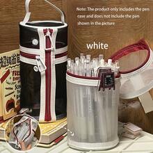 1 pieza Soporte para bolígrafos y estuche para lápices estilo americano 2 en 1, bolsa de almacenamiento de papelería minimalista y de alta calidad para estudiantes, de gran capacidad y portátil