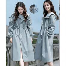 1pc Fashion, Breathable, Adult Waterproof Long Raincoat, Raincoat Hooded Outdoor Hiking Travel Fishing Thickened Drawstring Slim Fitted Rain Poncho, Waterproof & Rainproof Lightweight Hooded Rain Coat,