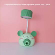 1pz Lindo Mini Lámpara De Escritorio Giratoria 360°,Luz Led Recargable con Sacapuntas - luz blanca - Ver 9