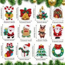 12pcs/Set DIY Diamond Art Christmas Keychains Decoration Kit - Acrylic One Sided Drill Special Crystal Rhinestone Diamond Painting Christmas Ornaments For Christmas Tress Decor, Handmade Crafts Art Pendants For Home Office Restaurant Christmas Party Decoration, Great Christmas Gifts For Friends And Family - Multicolor - View 4