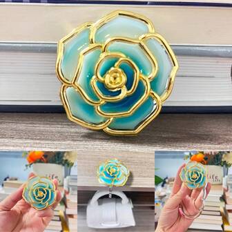 1 Pc Purse Hinging Hook Foldable Bag/Table Hanger Decorative Desk Hook In Rose Pattern Gift For Women/Girls