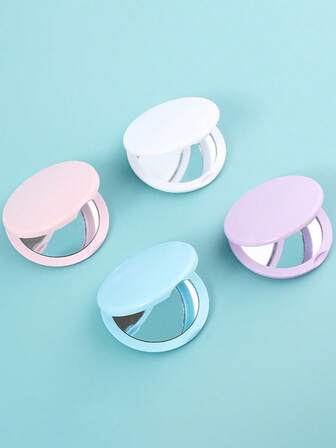 1pc Clamshell Small Round Mirror Folding Portable Double-Sided Mirror Mini Makeup Mirror Old-Fashioned Portable Vanity Mirror Mini Mirror