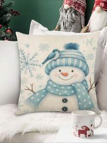 1pc Blue Christmas Snowman Table Runner, Christmas Decorative Table Runner, Christmas Linen-Like Table Runner, Table Runner, Table Runner, 1pc Table Runner, 4pcs Placemats, 1pc Cushion Cover, 3 Products Available, Seasonal Home Decor Indoor & Outdoor Party Supplies For Winter, Christmas Home Decor, Christmas Room Decor, Christmas Party Decorations