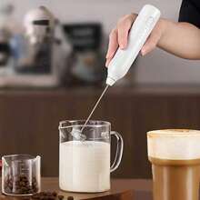Espumador eléctrico de leche, fabricante de capuchino con doble batidor, espumador eléctrico de leche, espumador de mano portátil de 3 velocidades para leche, café, huevos