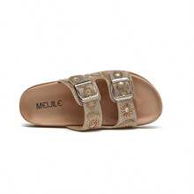 Women's Sandal Papete New Rhinestones With Adjustable Buckle Birken Meijile Original - 金色 - 查看 4