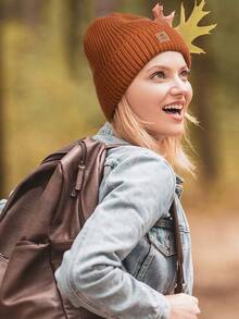 1pc Women Beanie Cuffed Thick Knitted Beanie Hat, Unisex Winter Hat Beanies Skull Cap, Outdoor Accessory