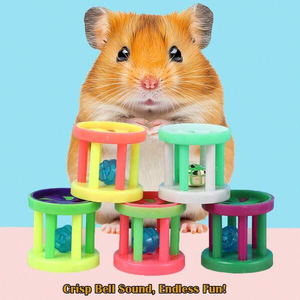 2Pcs Interactive Bell Roller Ball Toy - Colorful Bell Ball Toy For Pets - Interactive Rolling Rattle With Loud Ringing Bell - Fun Noisy Puzzle Play For Cats, Rabbits, Hamsters, Parrots Random Color