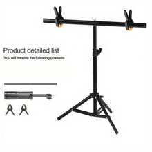 T-Shaped Portable Photography Background Stand Kit - Adjustable Bracket With Two Clips For Photo Studio, Telescopic & Freely Adjustable Height, Three-Legged Support
