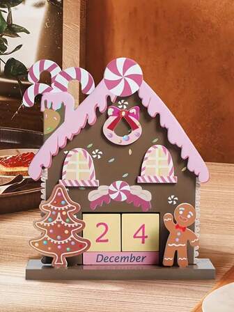 1Pc Macaron Christmas Wooden Calendar, Cute Perpetual Calendar, Countdown Board, Desk Calendar, Desktop, Bedside Table Decoration, Suitable For Bedroom, Living Room And Study Decoration, A Thoughtful Gift For Family And Friends, Christmas Decoration, Desktop Decoration, Christmas Gifts, Christmas Atmosphere Items