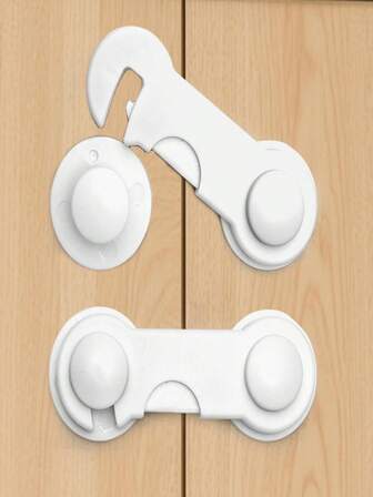 White Cabinet Door Locks - Safety Locks For Drawers, Cupboards, Refrigerator, Oven, Closets, Pantry - Childproof, Tamper-Proof, Door Latch Locks Premium Anti-Pinch Safety Locks For Cabinets, Rooms, Refrigerator Drawers With Manual Opening Function Christmas And Thanksgiving Gifts