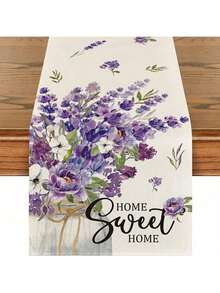 薰衣草花卉春季桌旗，季节性夏季厨房餐桌装饰，室内户外家庭派对用品，13"X35"，13"X47"，13"X72"，13"X90"，13"X108"