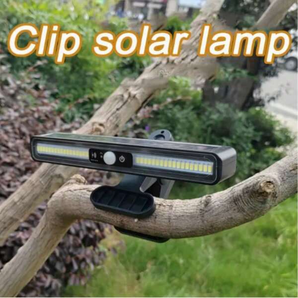 1 Stück Solar-betriebener Außenbeleuchtungsstreifen mit Bewegungssensor - Kommerzielle Straßenbeleuchtung, einfache Clip-On-Installation, Knopfsteuerung, geeignet für kommerzielle Straßenbeleuchtung, Zäune, Höfe, Terrassen und Garagen - Außensolarleuchten für den Garten