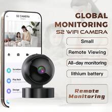 Mini WiFi Security Camera, 360° Rotation, Night Vision, Motion Detection, Wireless Indoor Monitor, Built-In Battery - Black - View 3