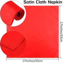 12pcs Red Satin Napkins, 43 X 43 Cm Square Smooth Satin Cloth Napkins For Wedding Dinner, Suitable For Party, Restaurant Decor, Thanksgiving, Christmas - Multicolor - View 3
