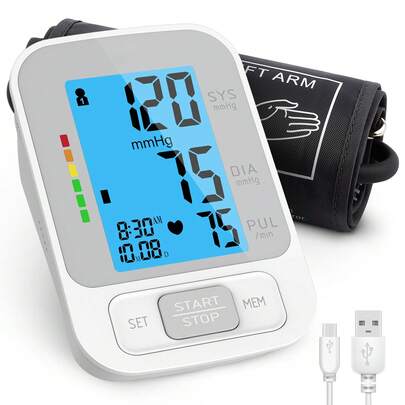 sejoy Digital Automatic Blood Pressure Monitor Upper Arm BP Machine Heart Rate,Two Usage Modes For Battery And Charging, Easy To Carry
