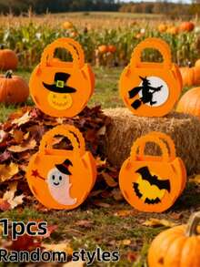 1 Stück Halloween Dekoration Trick-or-Treat Taschen, Geschenke für Kindergartenkinder, Dekorationsobjekte für Szenen, tragbare Kürbis Süßigkeitstüten, Geschenke, Halloween Dekorationen