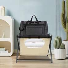 Folding Luggage Rack Foldable Luggage Stand Luggage Holder - Light Yellow Black - View 6