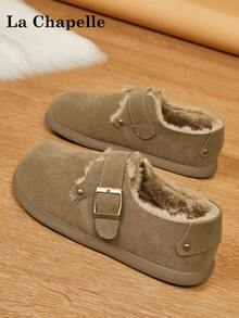 1 par de zapatos casuales de suela gruesa con cordones y suela blanda para mujer de La Chapelle, zapatos planos de exterior de puntera redonda, botas de nieve de invierno, zapatos para ir al trabajo, de unicolor, elegantes, de suela blanda, adecuados para estudiantes, fotos de graduación, zapatos planos, zapatos deportivos de cuero de caña baja para mujer